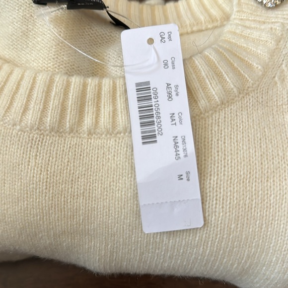 NWT J Crew Ivory wool blend sweater with rhinestone jewels detail - Picture 10 of 10